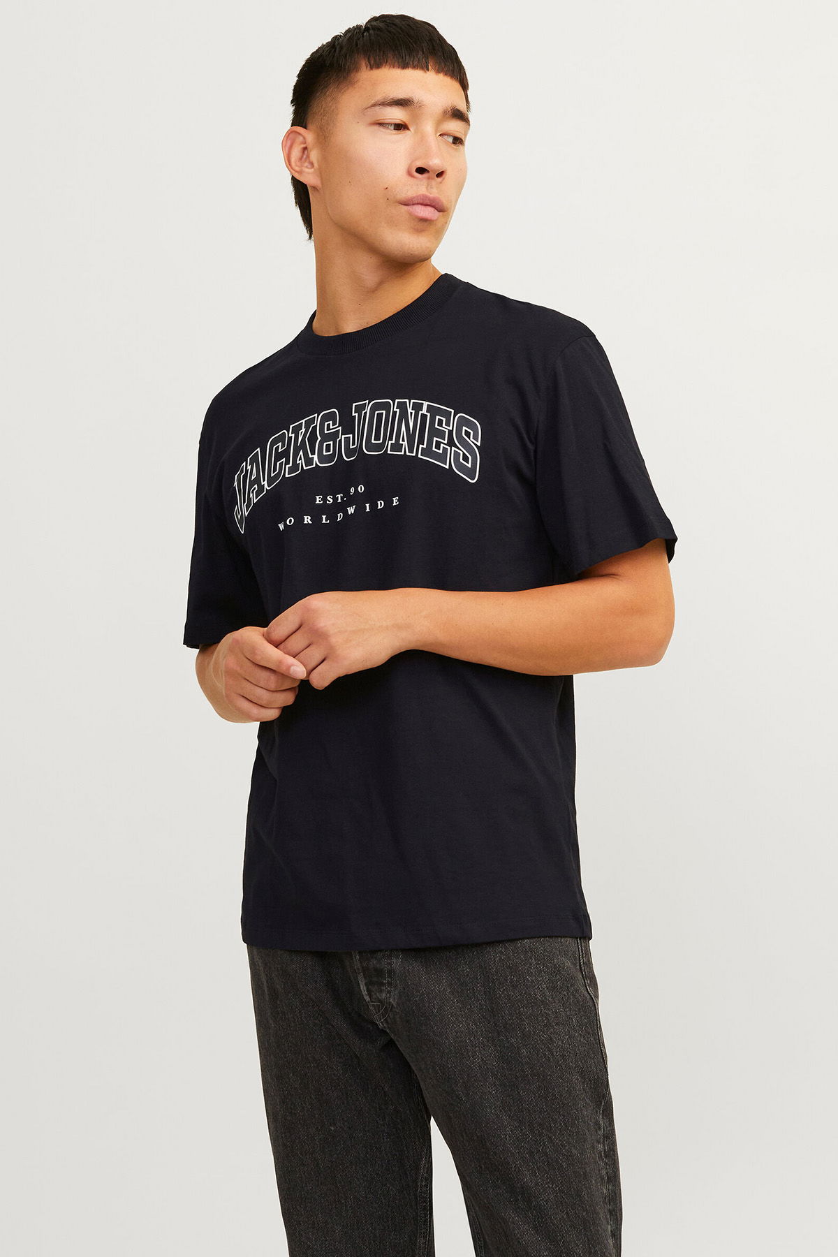 Jack & Jones Erkek Jjecaleb Bisiklet Yaka Kısa Kollu %100 Pamuk T-Shirt 12257579 Siyah - 2