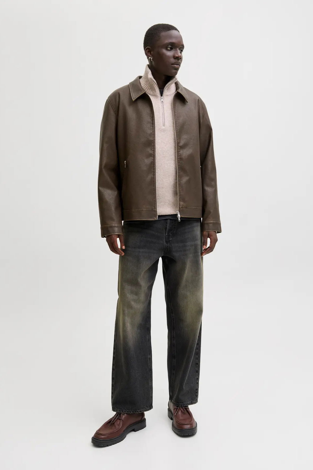 Jack & Jones Erkek Jjecasablanca Deri Ceket 12278839 Kahverengi - 4