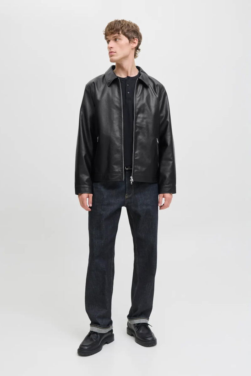Jack & Jones Erkek Jjecasablanca Deri Ceket 12278839 Siyah - 1