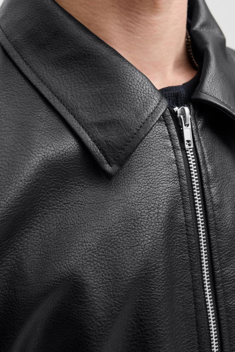 Jack & Jones Erkek Jjecasablanca Deri Ceket 12278839 Siyah - 3