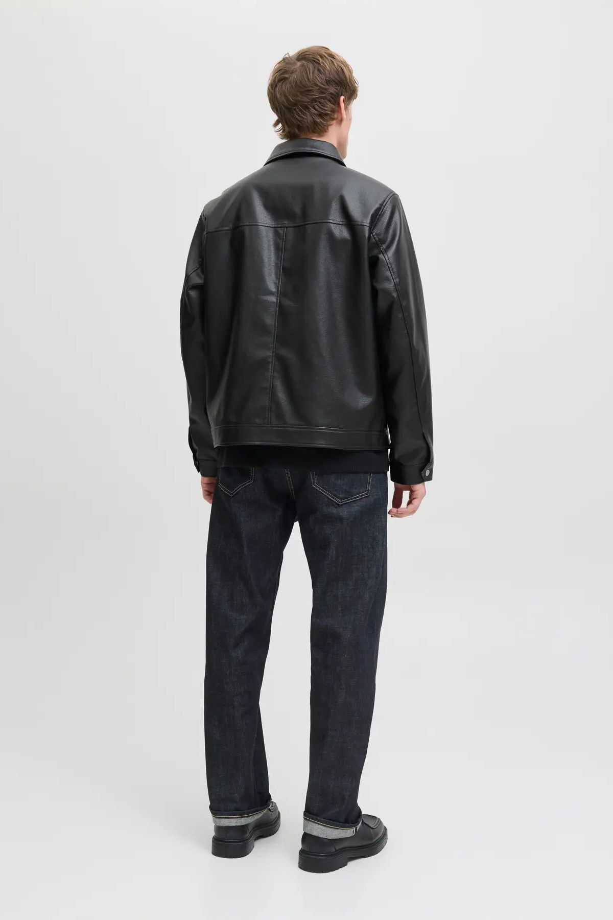 Jack & Jones Erkek Jjecasablanca Deri Ceket 12278839 Siyah - 5