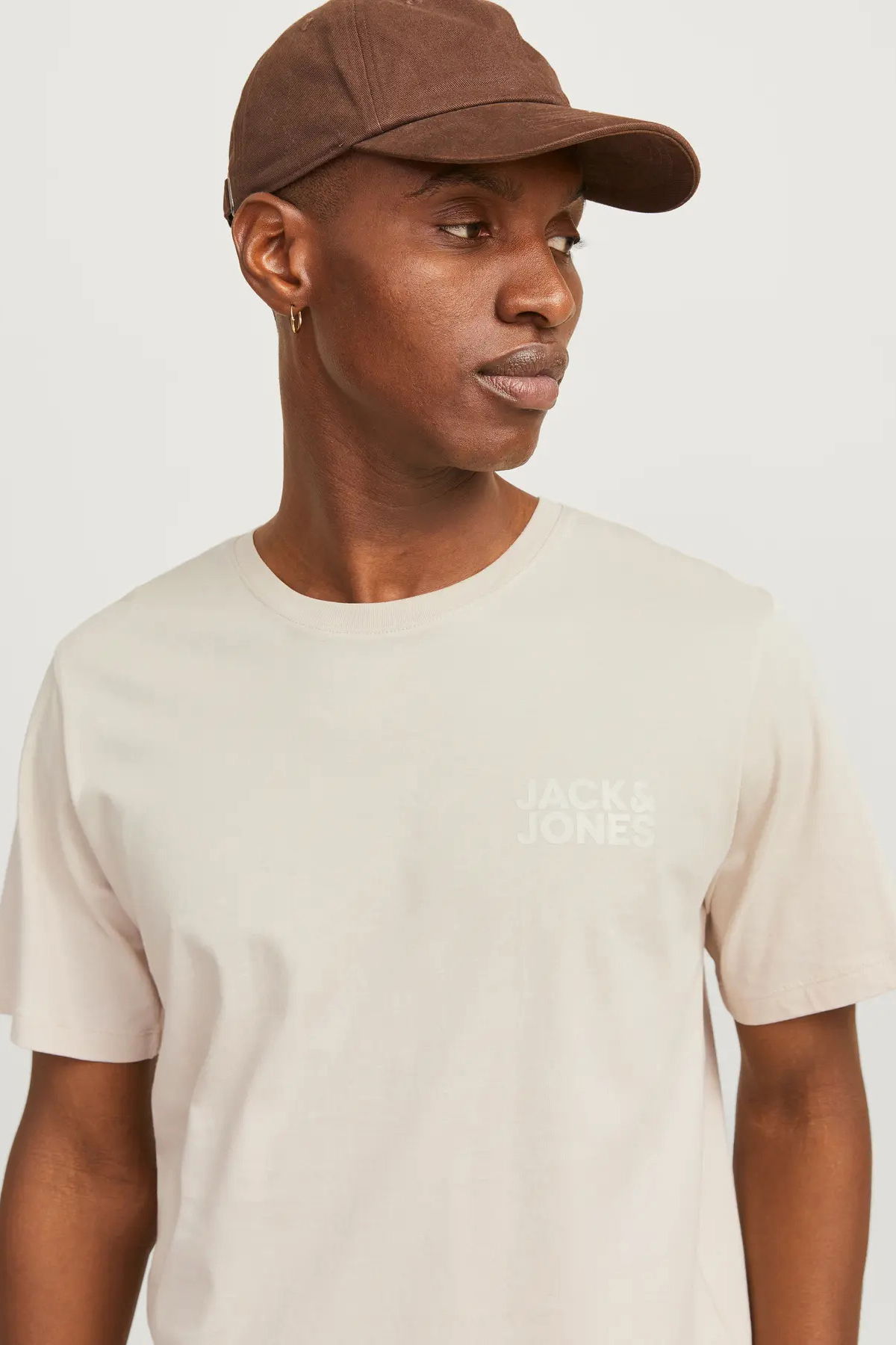 Jack & Jones Erkek Jjecorp Baskı Detaylı Bisiklet Yaka T-Shirt 12151955 Bej - 1