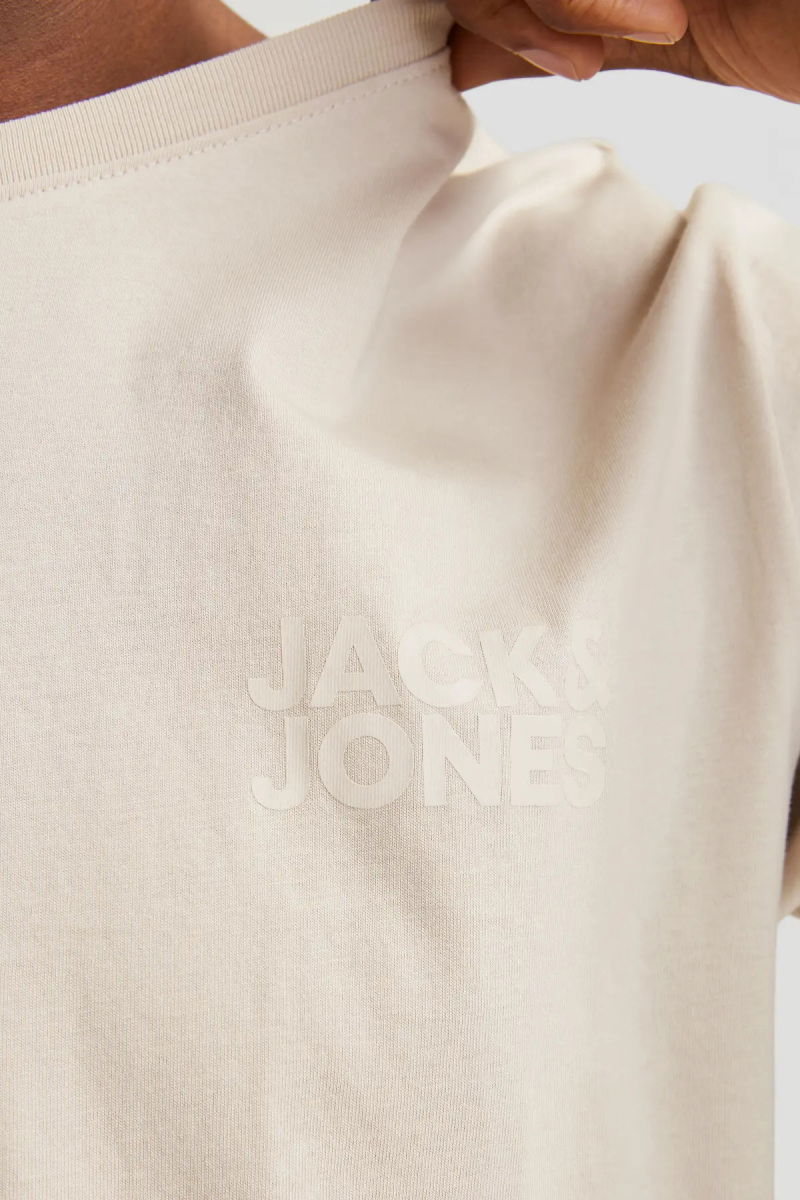 Jack & Jones Erkek Jjecorp Baskı Detaylı Bisiklet Yaka T-Shirt 12151955 Bej - 4