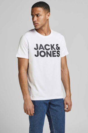 Jack & Jones Erkek Jjecorp Baskı Detaylı Bisiklet Yaka T-Shirt 12151955 K.Beyaz - 1