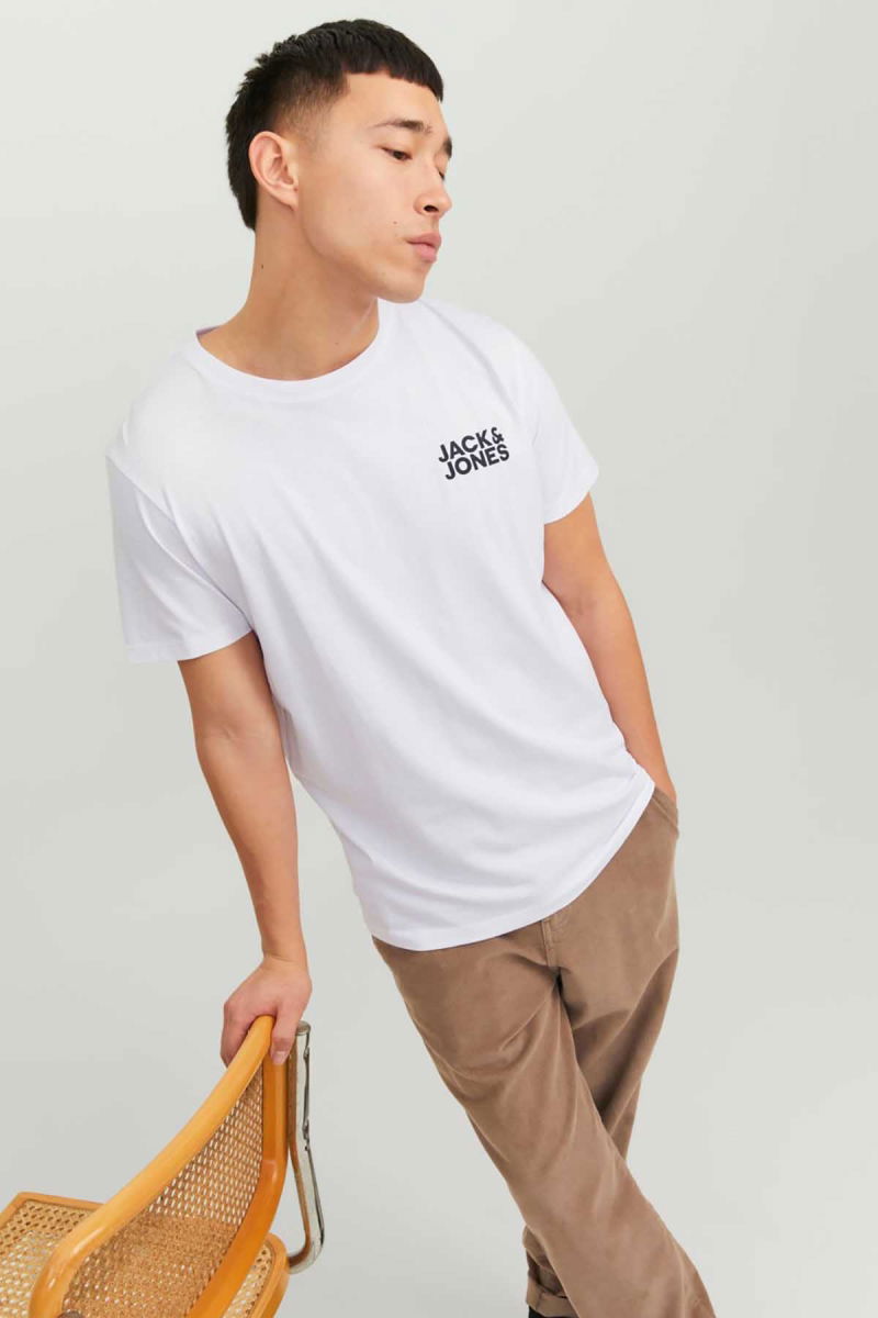 Jack & Jones Erkek Jjecorp Baskı Detaylı Bisiklet Yaka T-Shirt 12151955 Kırık Beyaz - 3