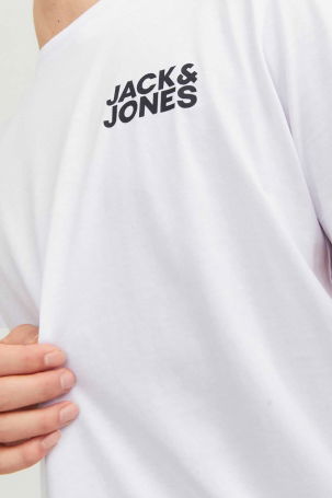 Jack & Jones Erkek Jjecorp Baskı Detaylı Bisiklet Yaka T-Shirt 12151955 Kırık Beyaz - 4