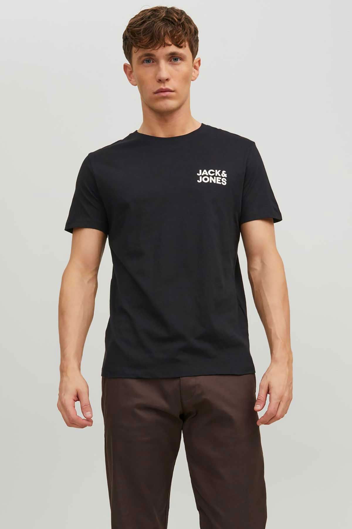 Jack & Jones Erkek Jjecorp Baskı Detaylı Bisiklet Yaka T-Shirt 12151955 Siyah - 1