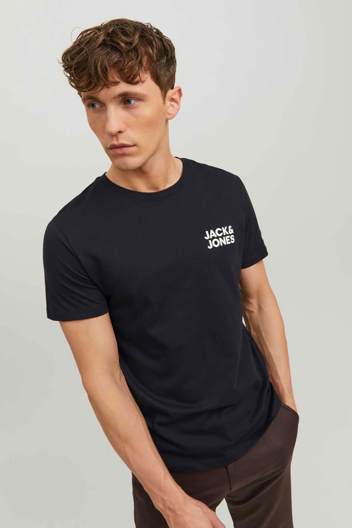 Jack & Jones Erkek Jjecorp Baskı Detaylı Bisiklet Yaka T-Shirt 12151955 Siyah - 3