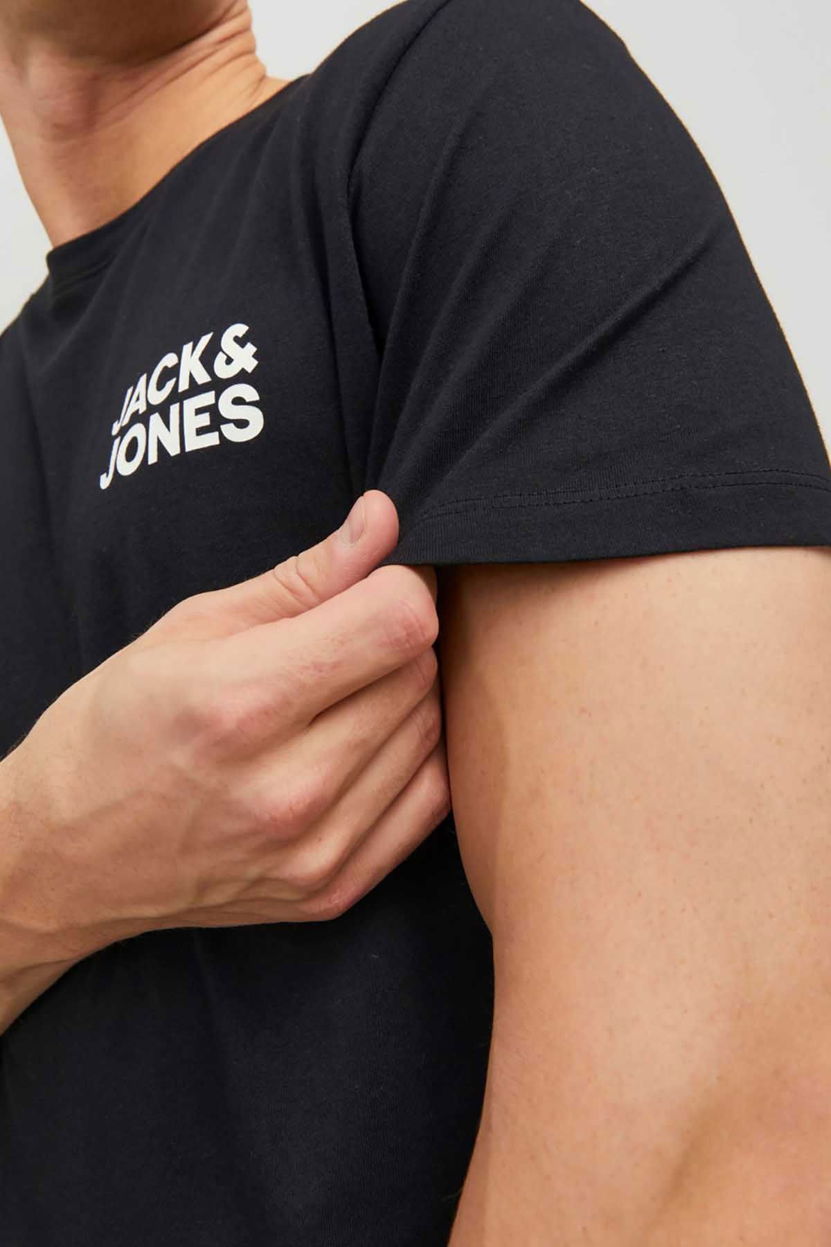 Jack & Jones Erkek Jjecorp Baskı Detaylı Bisiklet Yaka T-Shirt 12151955 Siyah - 4