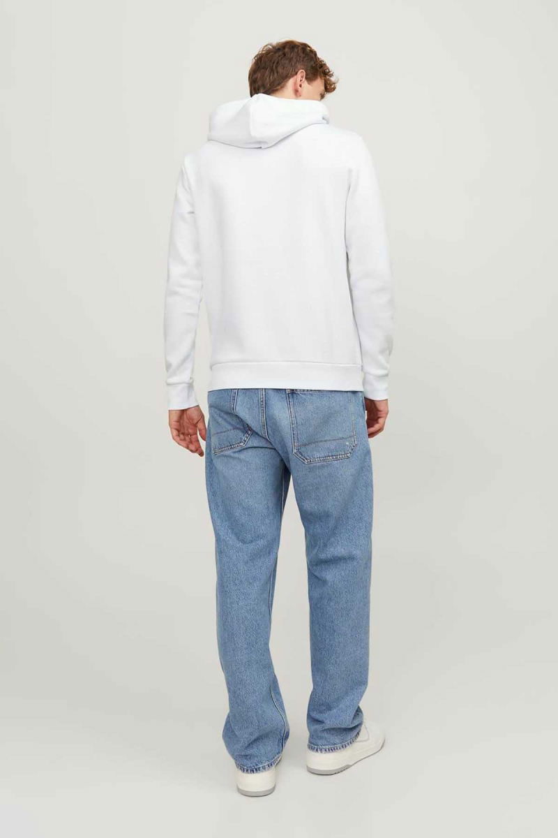Jack & Jones Erkek Jjecorp Baskılı Kapüşonlu Sweatshirt 12137054 Beyaz - 5