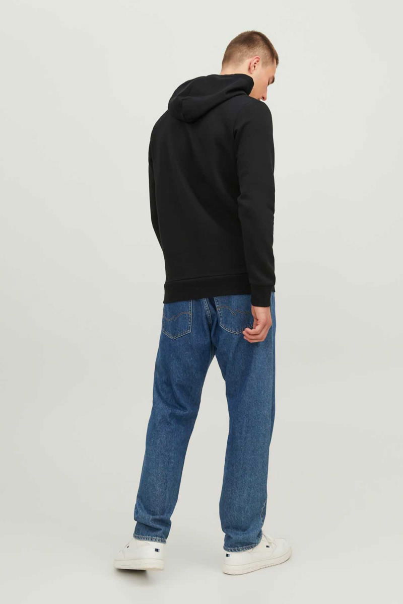Jack & Jones Erkek Jjecorp Baskılı Kapüşonlu Sweatshirt 12137054 Siyah - 5