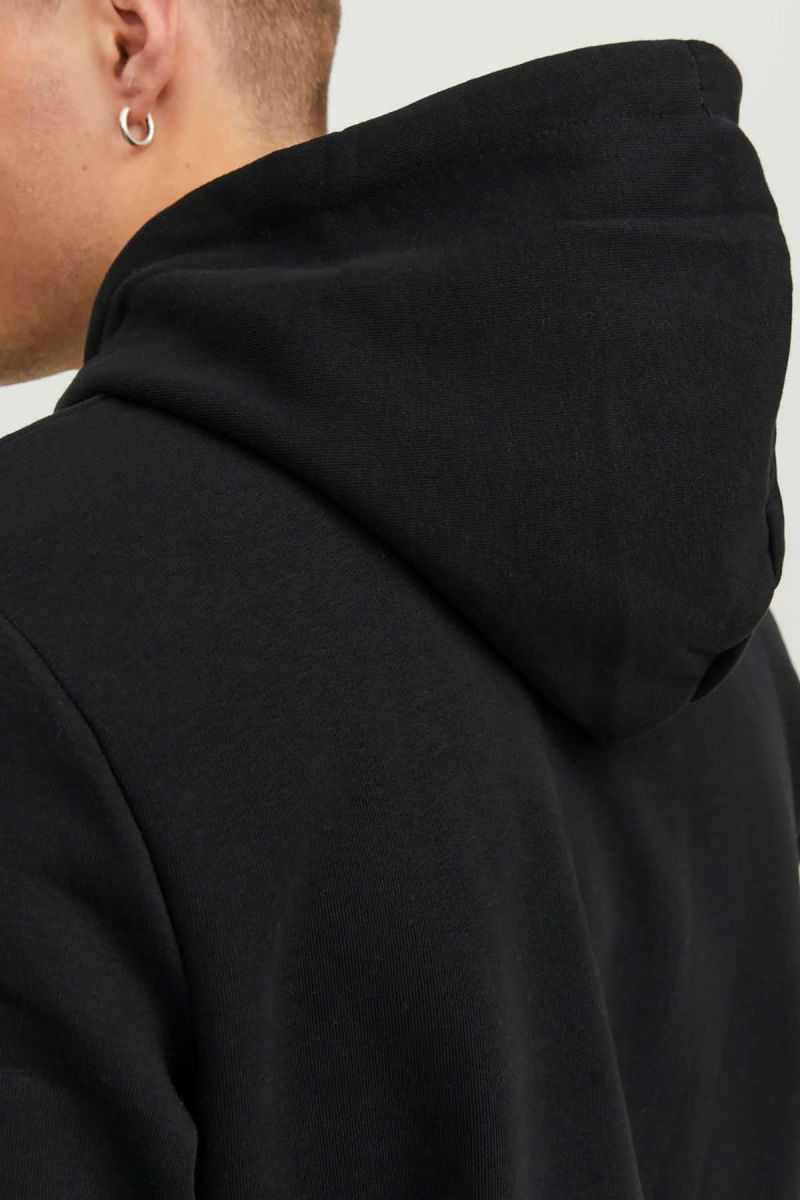 Jack & Jones Erkek Jjecorp Baskılı Kapüşonlu Sweatshirt 12137054 Siyah - 6