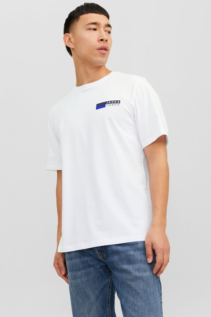 Jack & Jones Erkek Jjecorp Logo Detaylı Kısa Kollu %100 Pamuk T-Shirt 12233999 Beyaz 