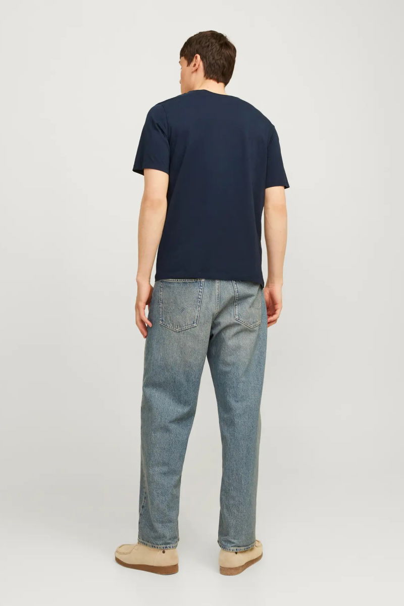 Jack & Jones Erkek Jjecorp Logo Detaylı Kısa Kollu %100 Pamuk T-Shirt 12233999 Koyu Lacivert - 4