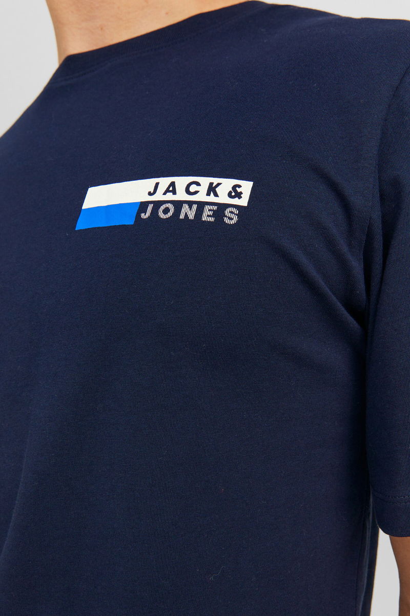 Jack & Jones Erkek Jjecorp Logo Detaylı Kısa Kollu %100 Pamuk T-Shirt 12233999 Lacivert - 2