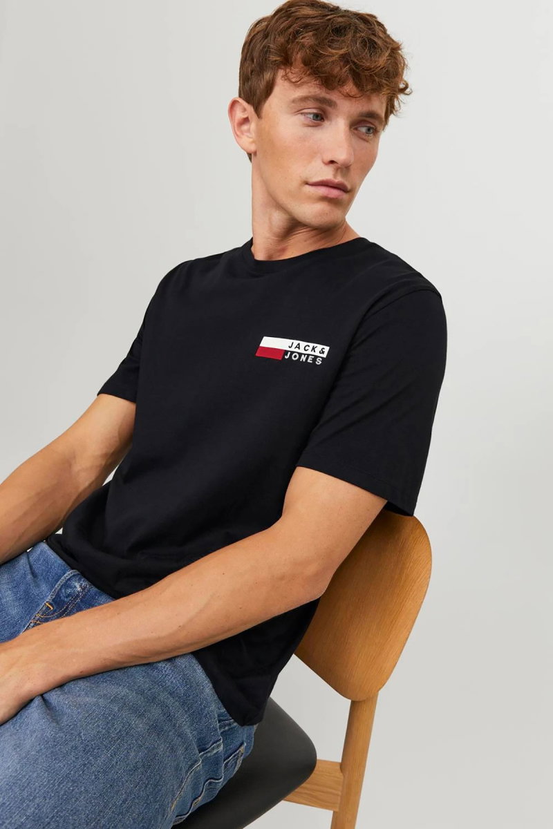 Jack & Jones Erkek Jjecorp Logo Detaylı Kısa Kollu %100 Pamuk T-Shirt 12233999 Siyah 