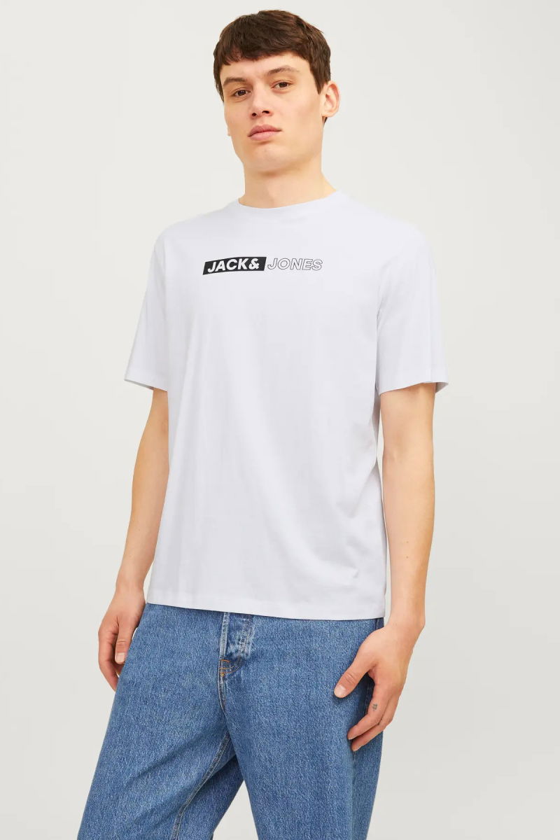 Jack & Jones Erkek Jjecorp Logo Detaylı Kısa Kollu %100 Pamuk T-Shirt 12233999 Whıte - 2
