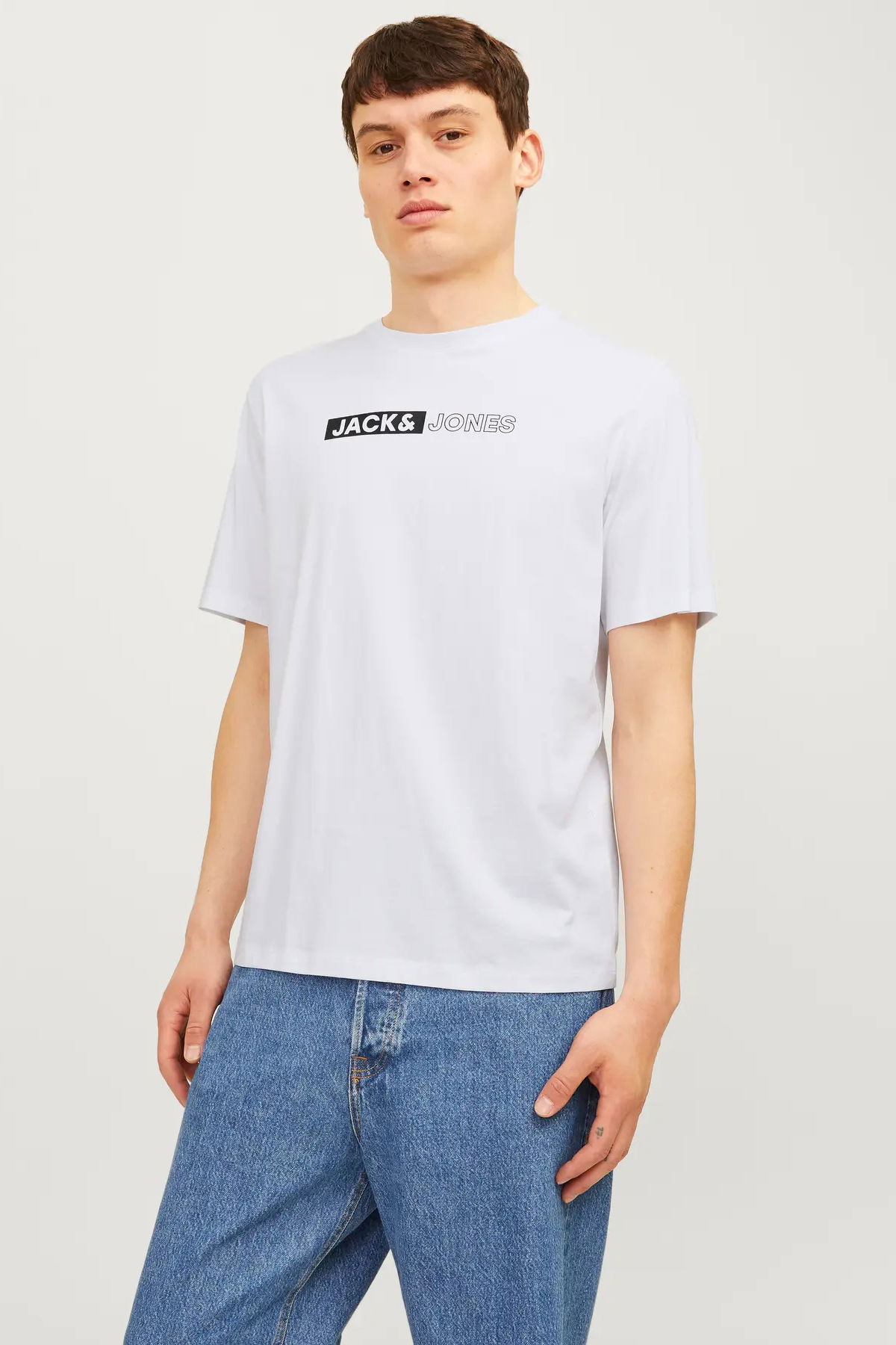 Jack & Jones Erkek Jjecorp Logo Detaylı Kısa Kollu %100 Pamuk T-Shirt 12233999 Whıte - 2