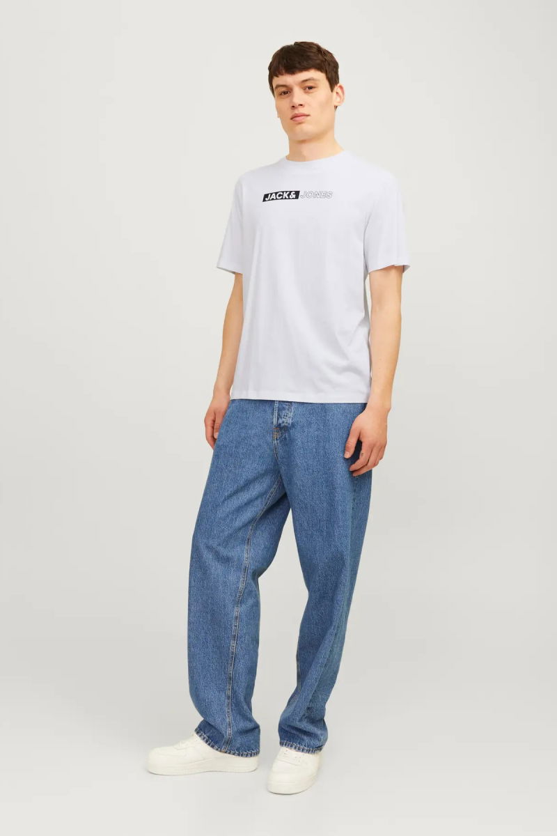 Jack & Jones Erkek Jjecorp Logo Detaylı Kısa Kollu %100 Pamuk T-Shirt 12233999 Whıte - 3