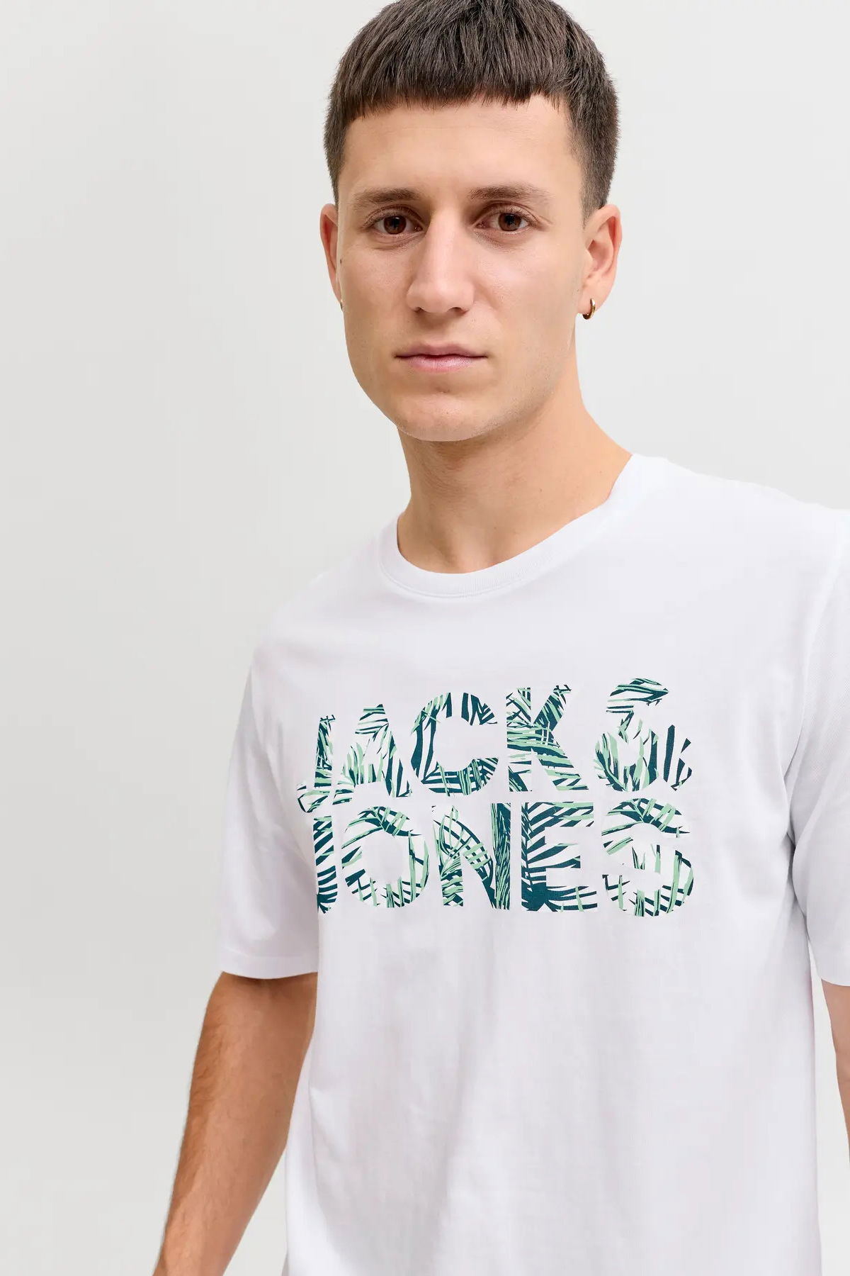 Jack & Jones Erkek Jjejeff Bisiklet Yaka %100 Pamuk T-Shirt 12288536 Beyaz - 2