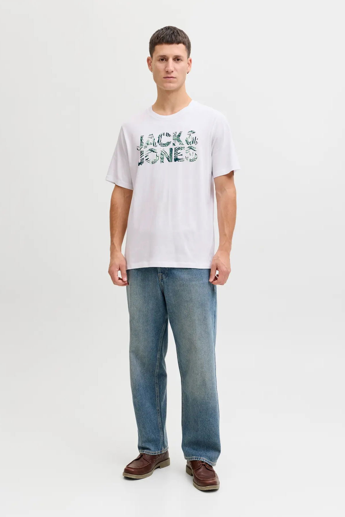 Jack & Jones Erkek Jjejeff Bisiklet Yaka %100 Pamuk T-Shirt 12288536 Beyaz - 3