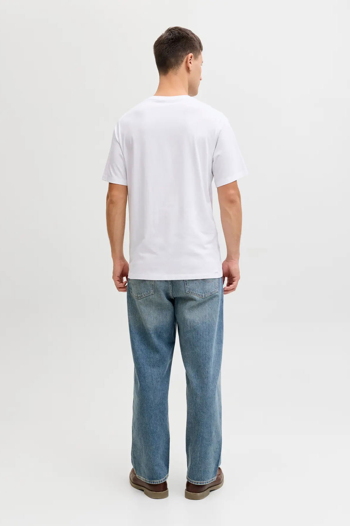 Jack & Jones Erkek Jjejeff Bisiklet Yaka %100 Pamuk T-Shirt 12288536 Beyaz - 4