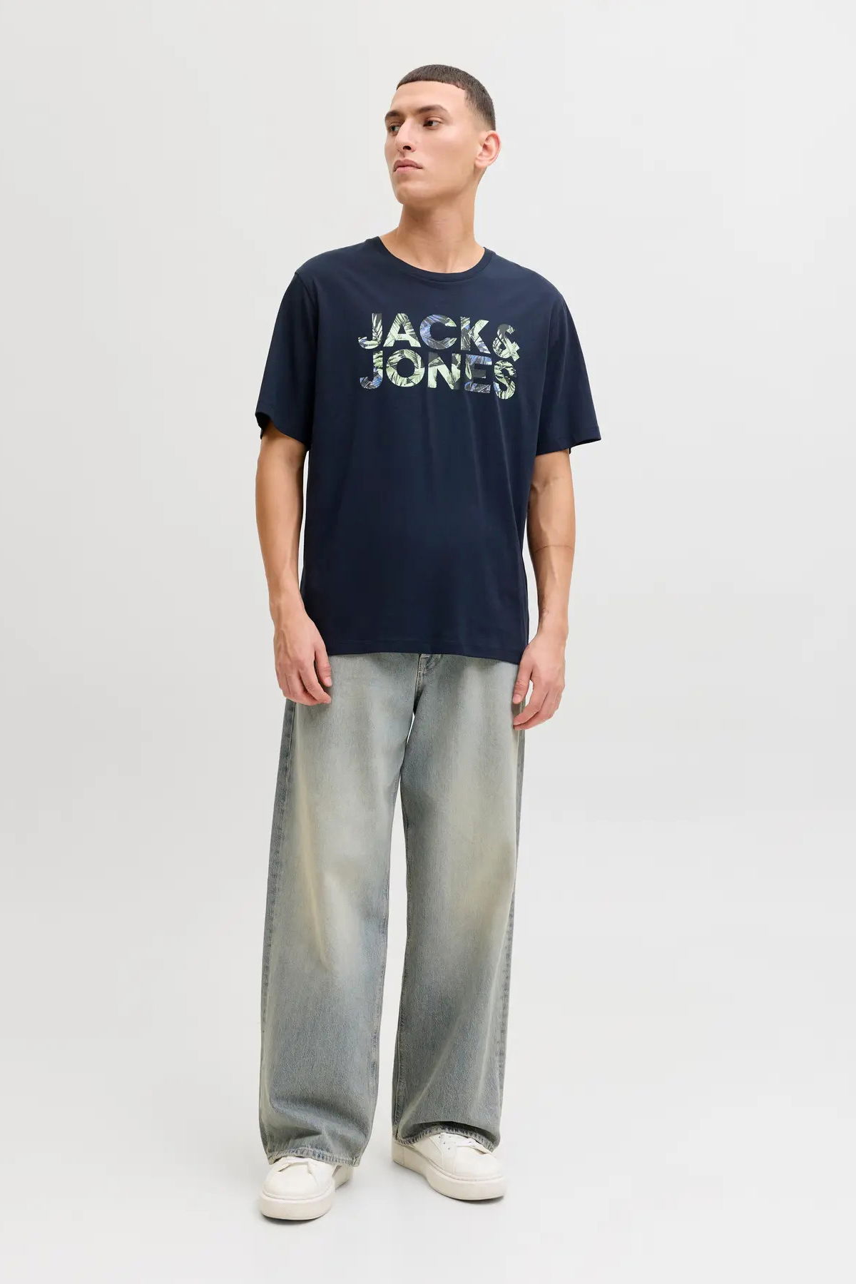 Jack & Jones Erkek Jjejeff Bisiklet Yaka %100 Pamuk T-Shirt 12288536 Lacivert - 3