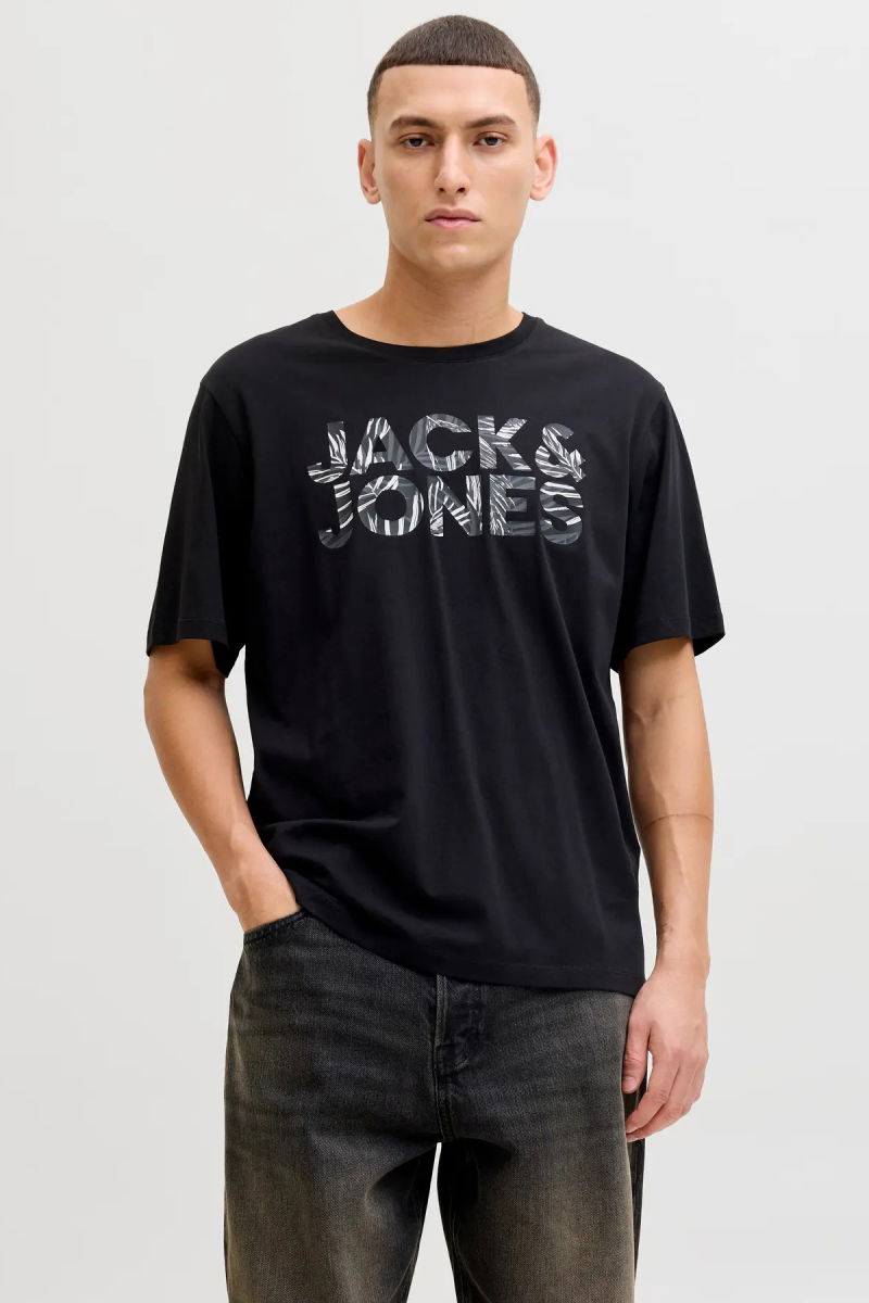 Jack & Jones Erkek Jjejeff Bisiklet Yaka %100 Pamuk T-Shirt 12288536 Siyah - Jack & Jones