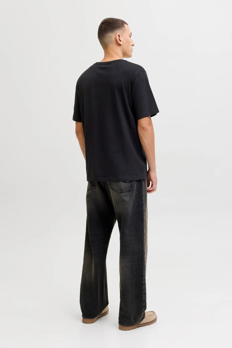 Jack & Jones Erkek Jjejeff Bisiklet Yaka %100 Pamuk T-Shirt 12288536 Siyah - 4