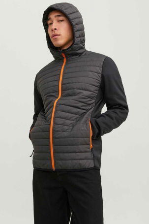 Jack & Jones Erkek Jjemultı Rüzgara Dayanıklı Kapüşonlu Mont 12182242 Asfalt - 1