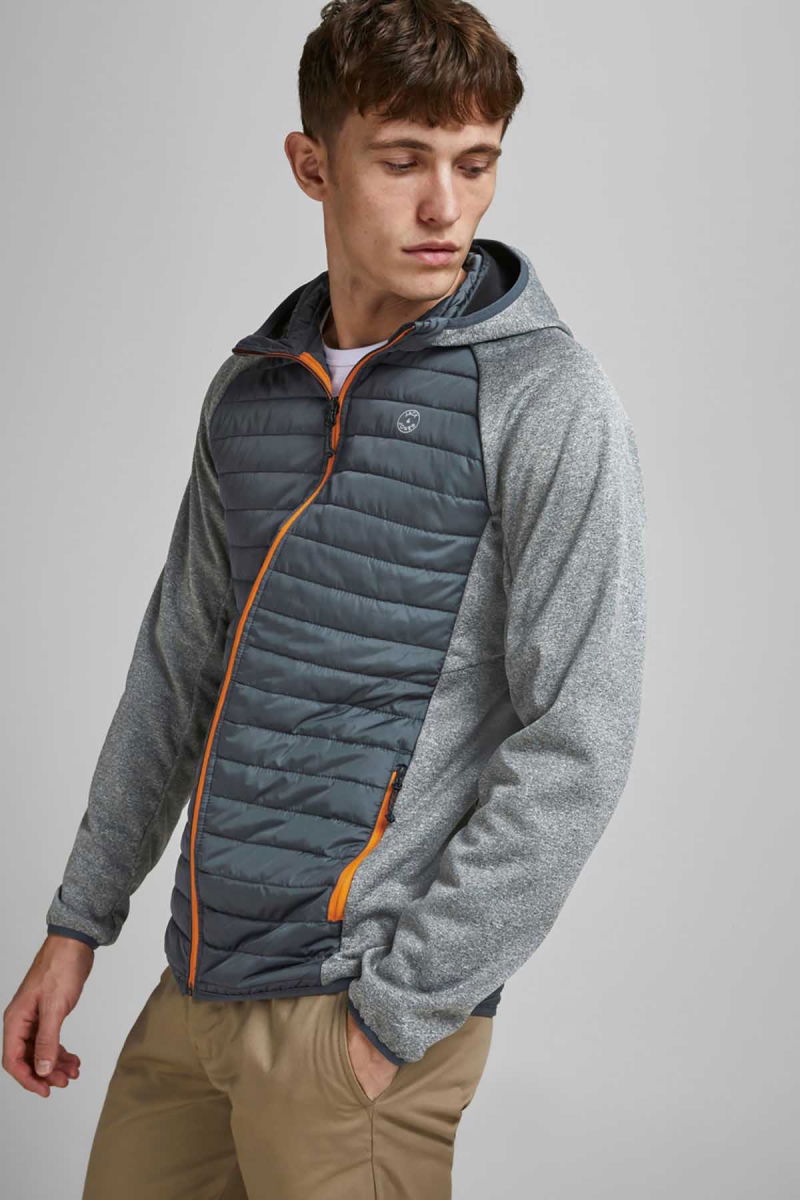 Jack & Jones Erkek Jjemultı Rüzgara Dayanıklı Kapüşonlu Mont 12182242 Gri - 3