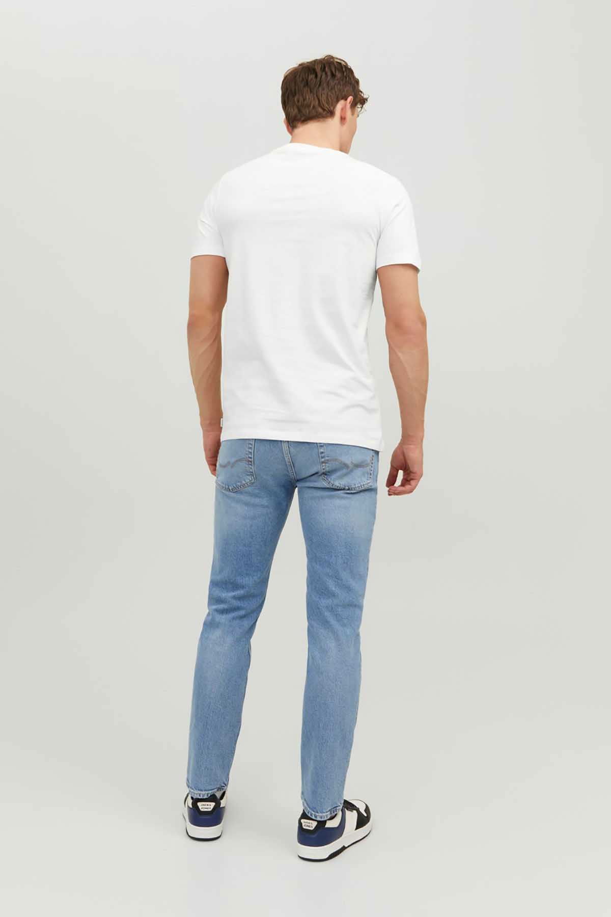Jack & Jones Erkek Jjeorganıc Bisiklet Yaka T-Shirt 12156101 Beyaz - 5