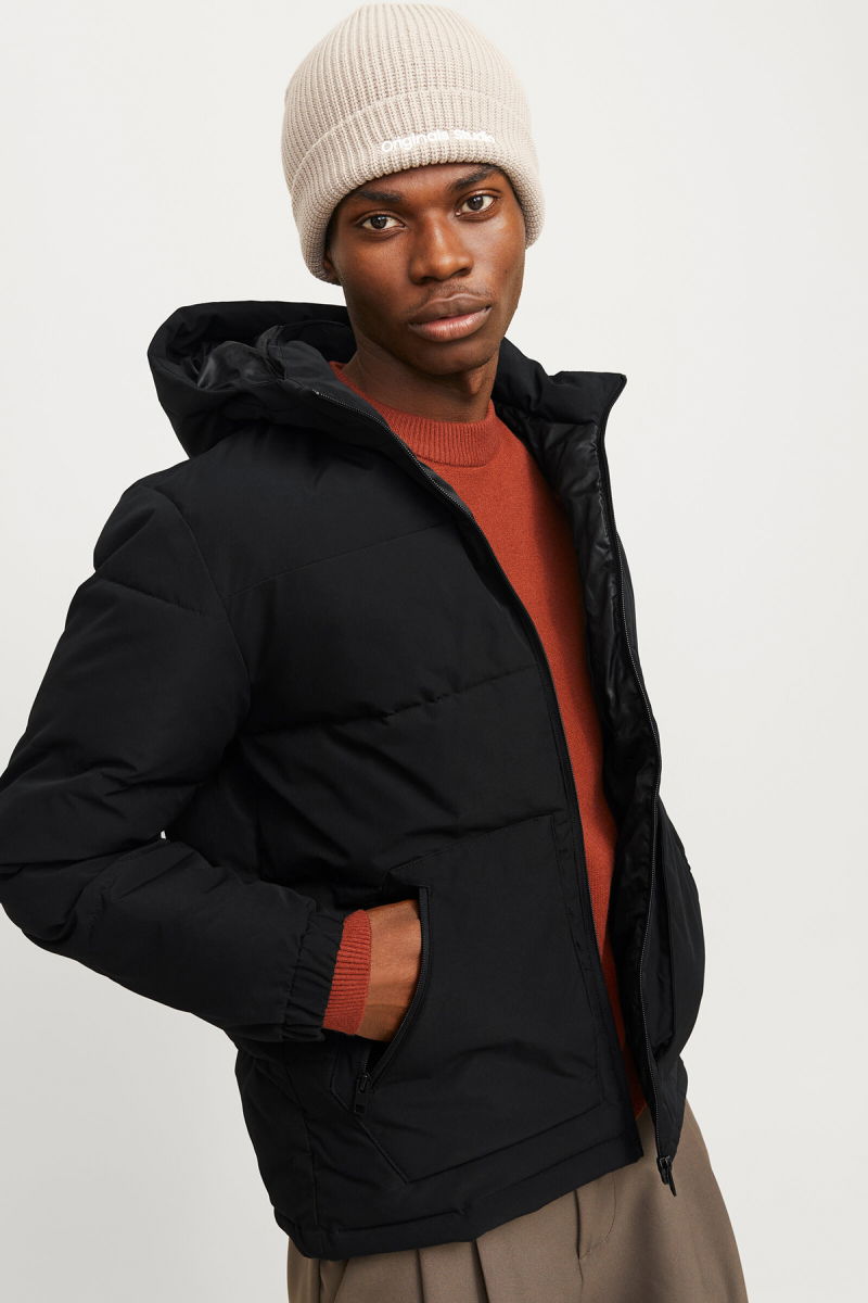 Jack & Jones Erkek Jjeotto Kapüşonlu Rüzgar Geçirmez Puffer Mont 12258416 Siyah - 1