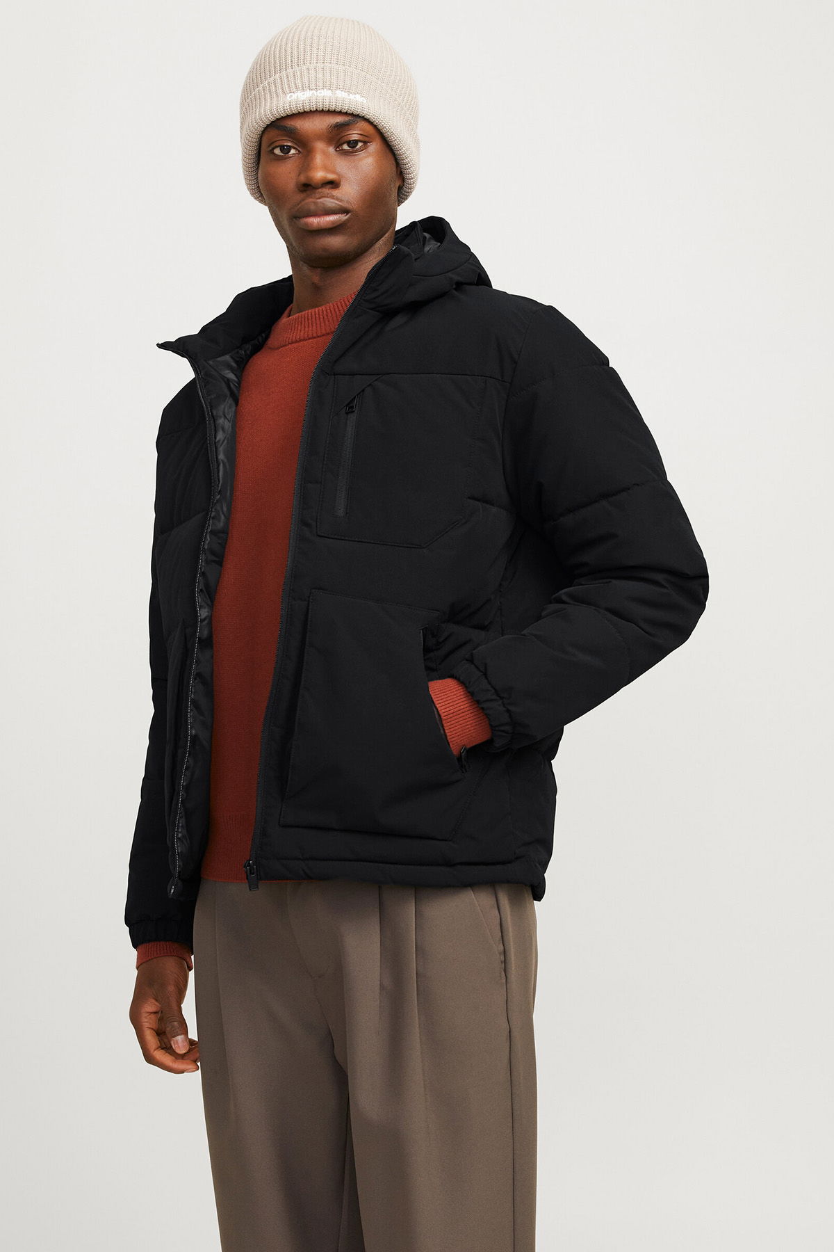 Jack & Jones Erkek Jjeotto Kapüşonlu Rüzgar Geçirmez Puffer Mont 12258416 Siyah - 2