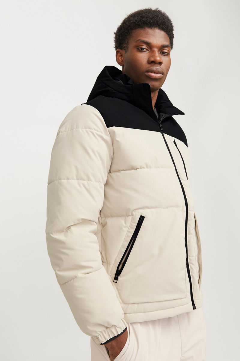 Jack & Jones Erkek Jjeotto Kapüşonlu Rüzgar Geçirmez Puffer Mont 12258416 Taş 