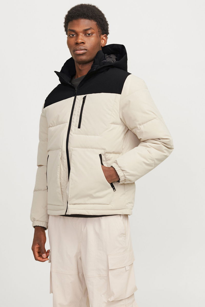 Jack & Jones Erkek Jjeotto Kapüşonlu Rüzgar Geçirmez Puffer Mont 12258416 Taş - 2