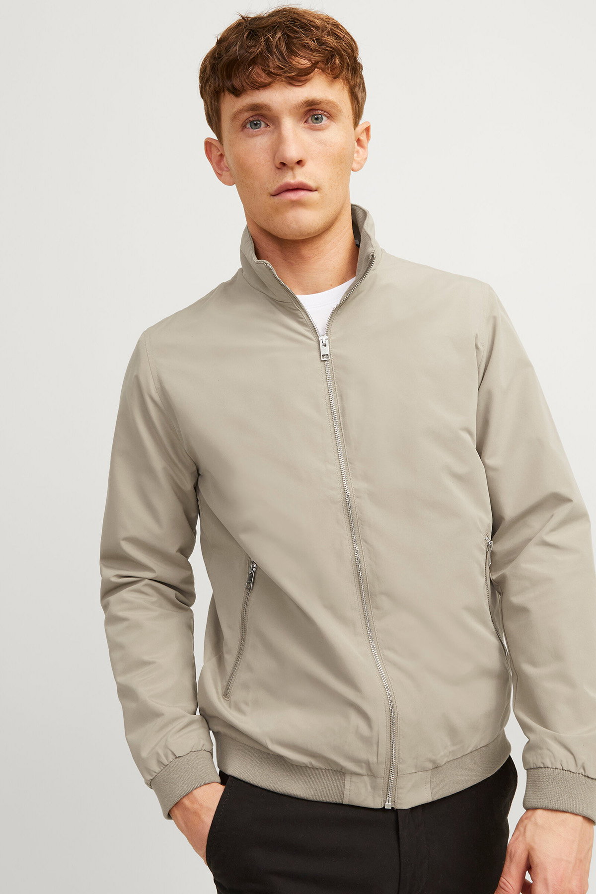 Jack & Jones Erkek Jjerush Dik Yaka Bomber Ceket 12204277 Bej - 3