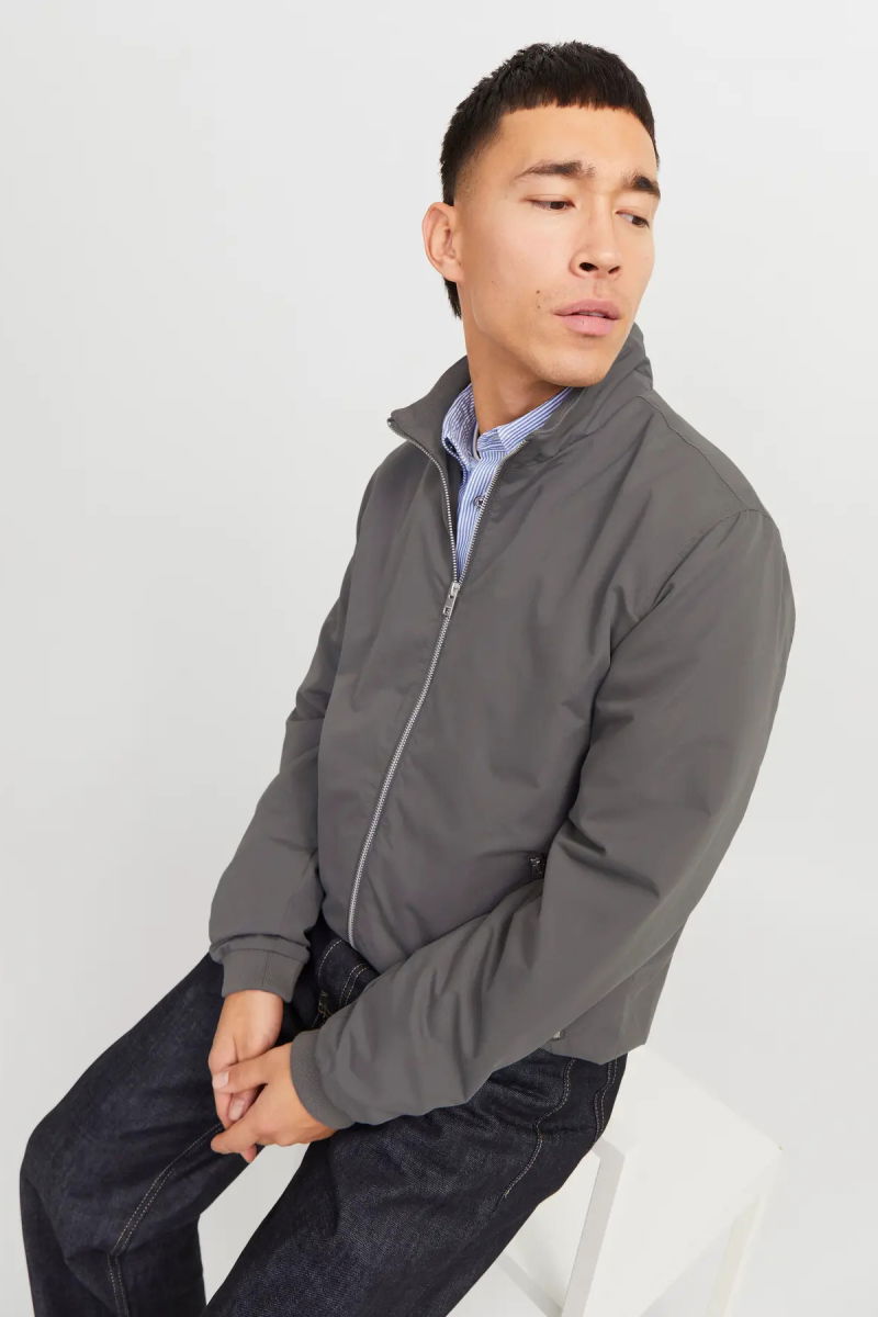 Jack & Jones Erkek Jjerush Dik Yaka Bomber Ceket 12204277 Gri - 3