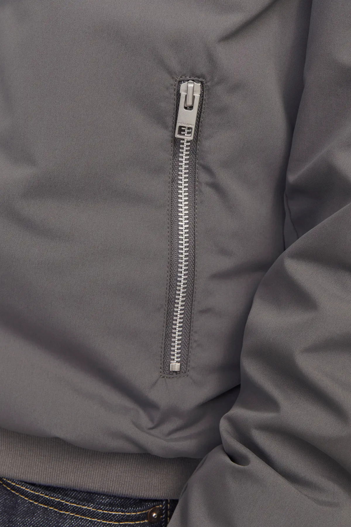 Jack & Jones Erkek Jjerush Dik Yaka Bomber Ceket 12204277 Gri - 4