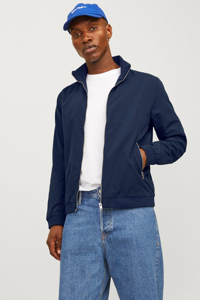 Jack & Jones Erkek Jjerush Dik Yaka Bomber Ceket 12204277 Lacivert - Jack & Jones