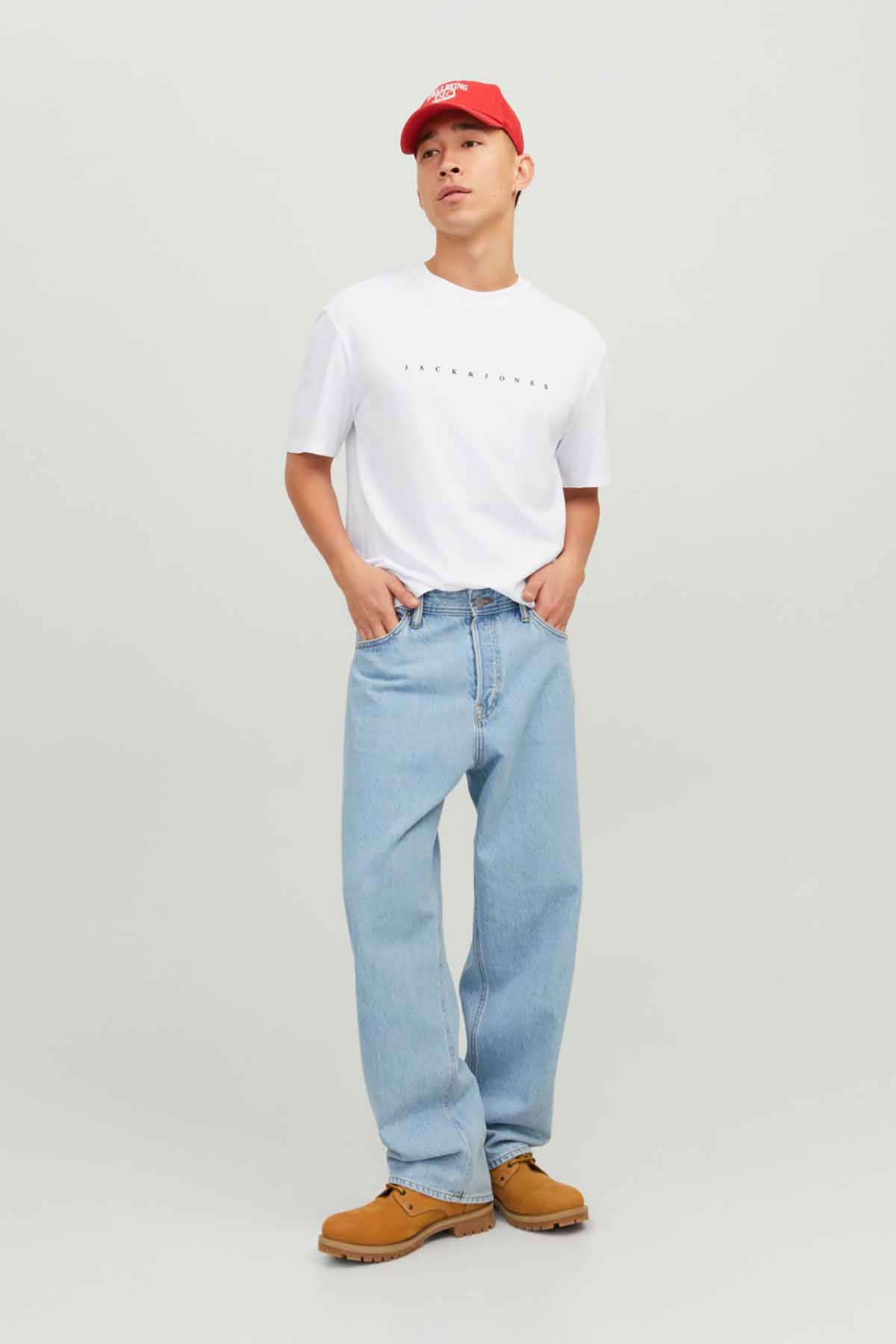 Jack & Jones Erkek Jjestar Bisiklet Yaka Baskılı T-Shirt 12234746 Beyaz - 2