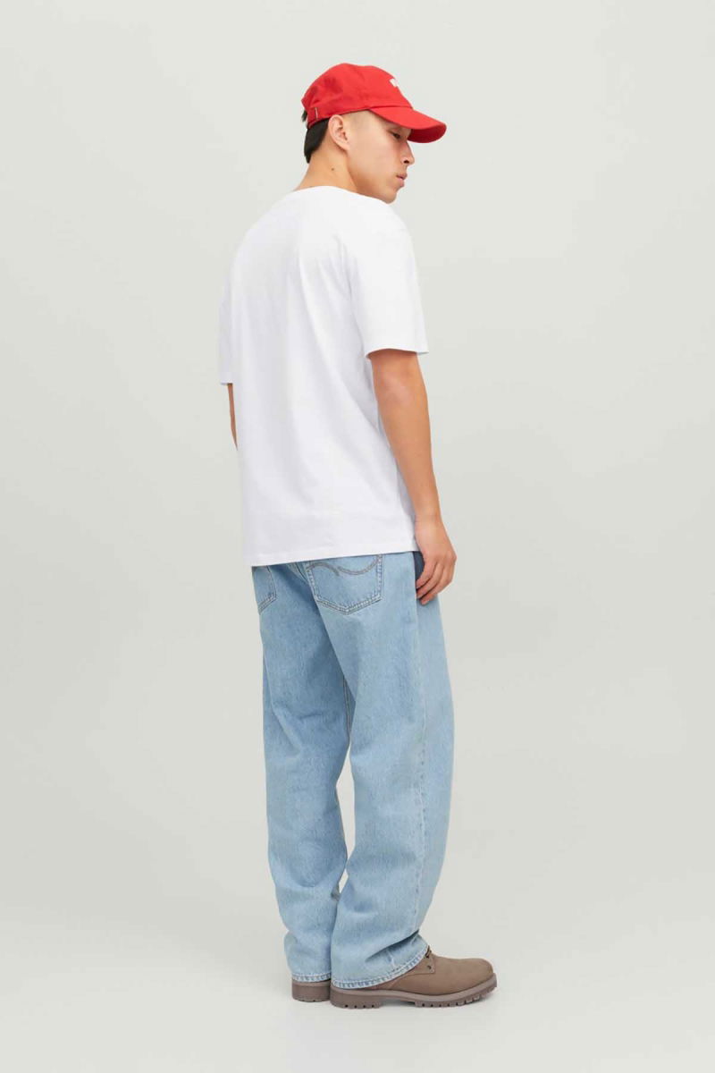 Jack & Jones Erkek Jjestar Bisiklet Yaka Baskılı T-Shirt 12234746 Beyaz - 5