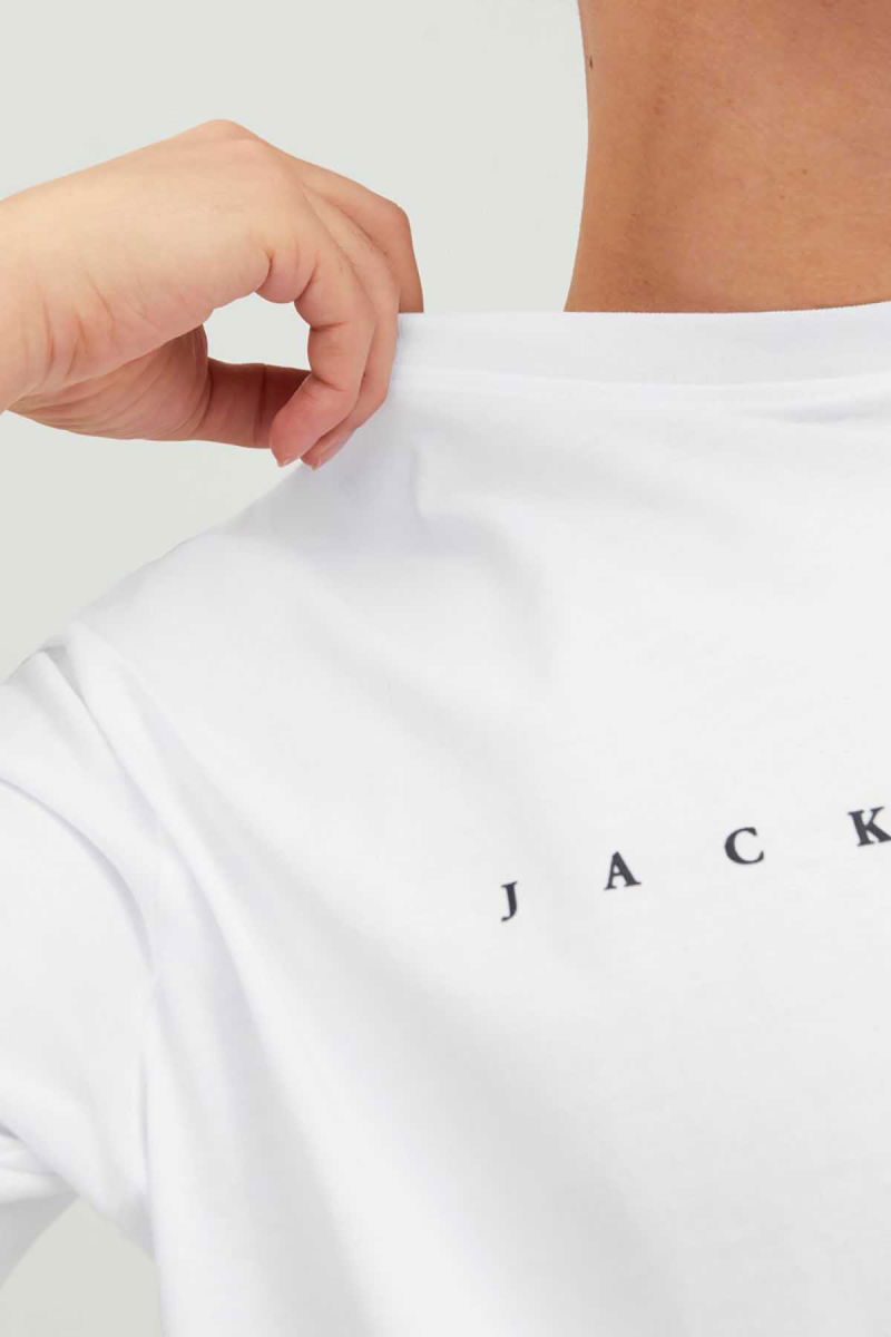 Jack & Jones Erkek Jjestar Bisiklet Yaka Baskılı T-Shirt 12234746 Beyaz - 6