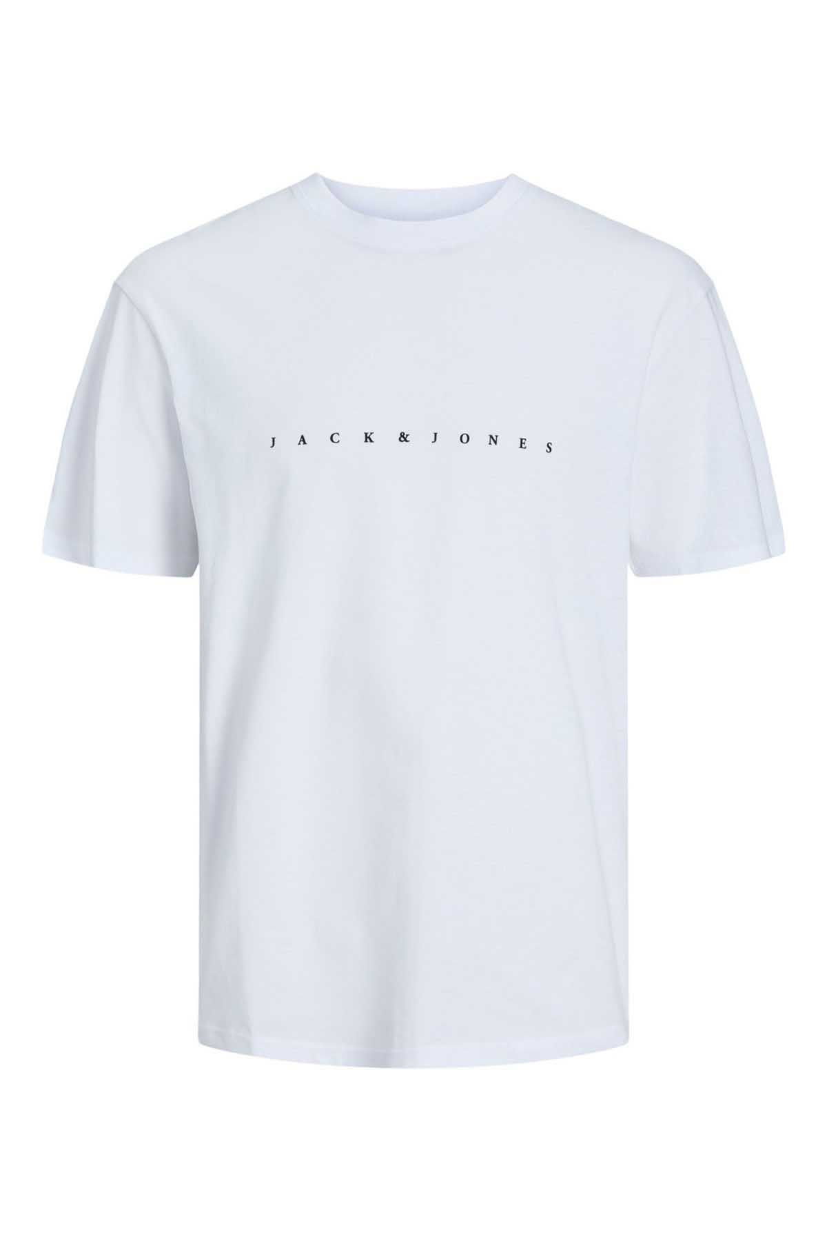 Jack & Jones Erkek Jjestar Bisiklet Yaka Baskılı T-Shirt 12234746 Beyaz - 7