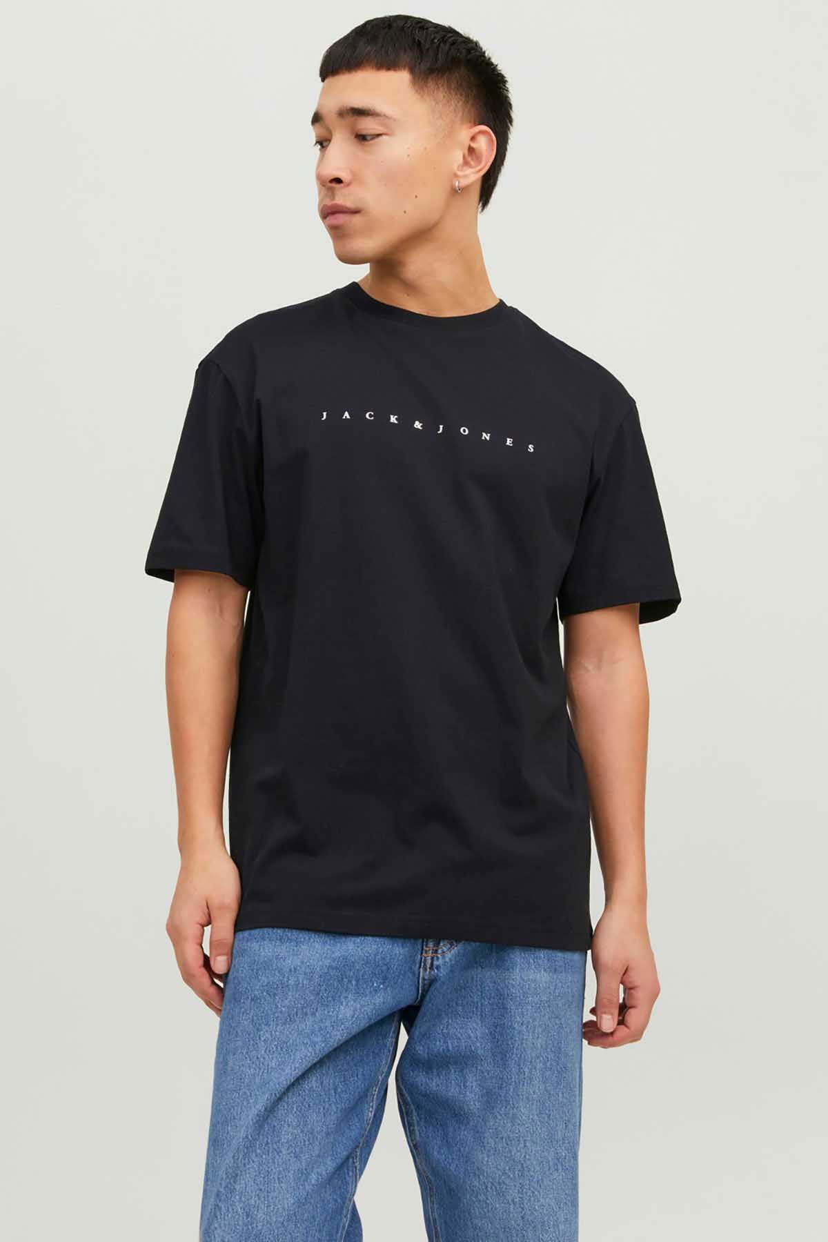 Jack & Jones Erkek Jjestar Bisiklet Yaka Baskılı T-Shirt 12234746 Siyah - 1
