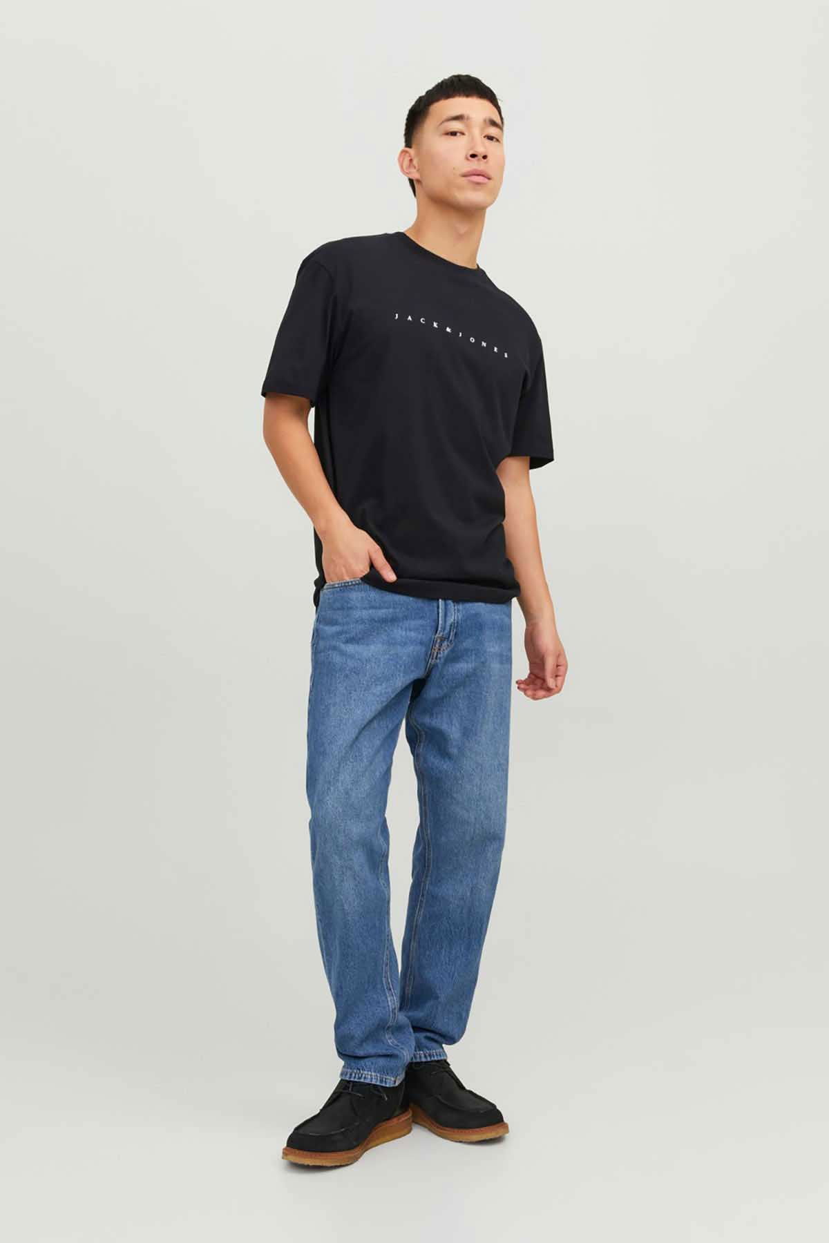 Jack & Jones Erkek Jjestar Bisiklet Yaka Baskılı T-Shirt 12234746 Siyah - 2