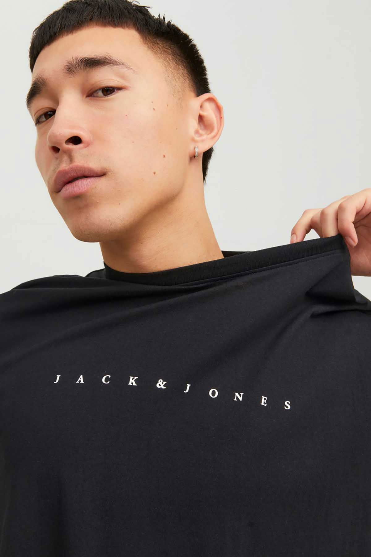 Jack & Jones Erkek Jjestar Bisiklet Yaka Baskılı T-Shirt 12234746 Siyah - 3