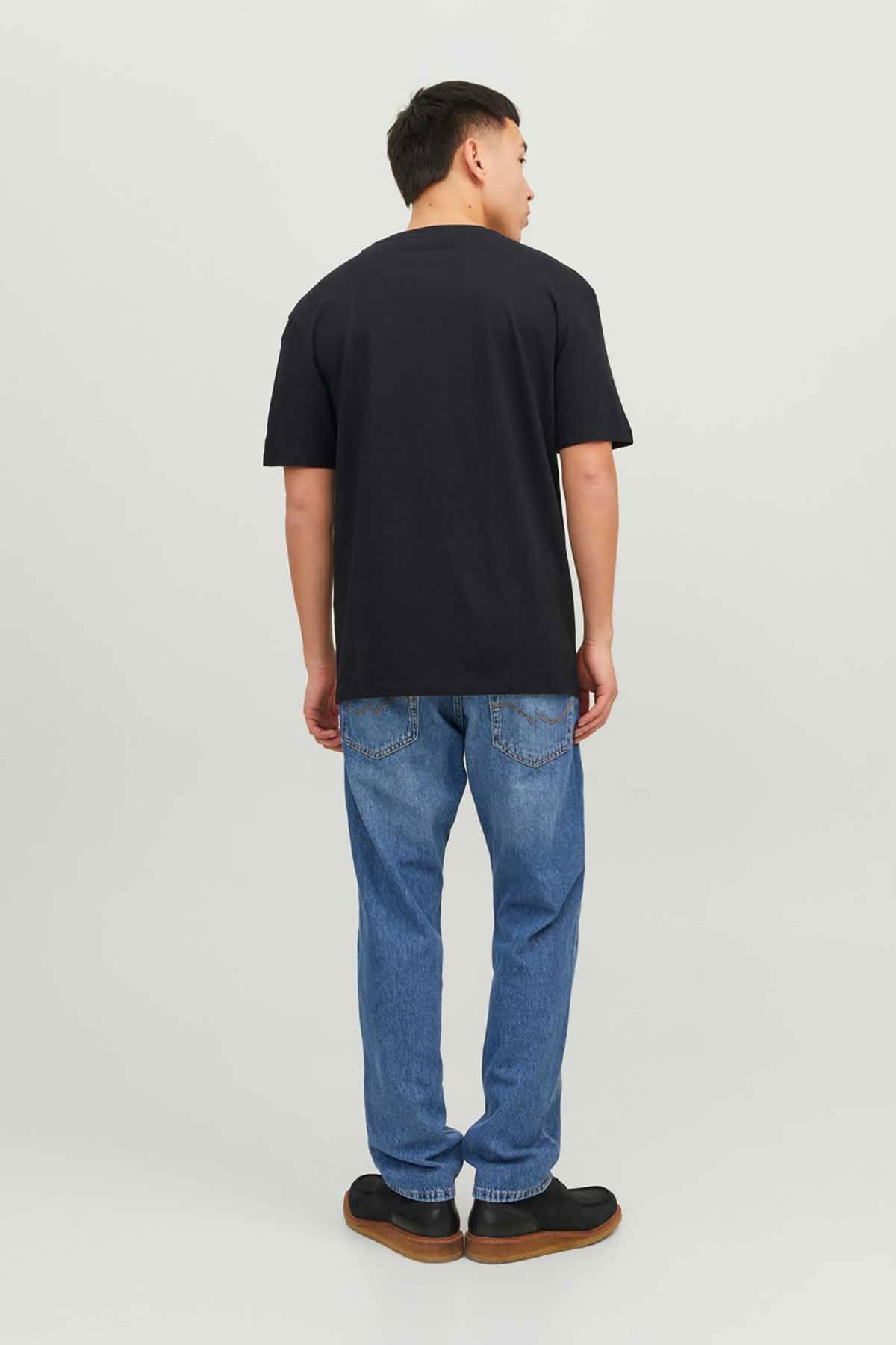 Jack & Jones Erkek Jjestar Bisiklet Yaka Baskılı T-Shirt 12234746 Siyah - 5