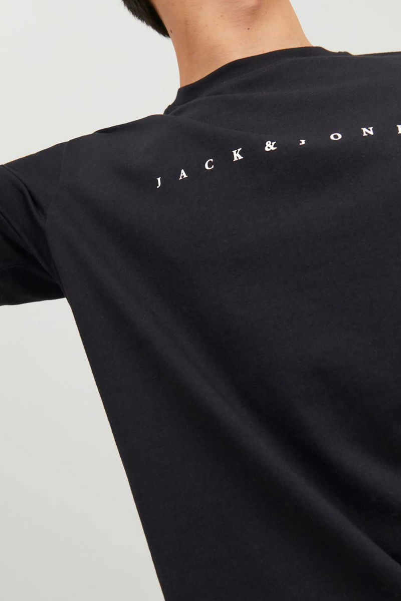 Jack & Jones Erkek Jjestar Bisiklet Yaka Baskılı T-Shirt 12234746 Siyah - 6