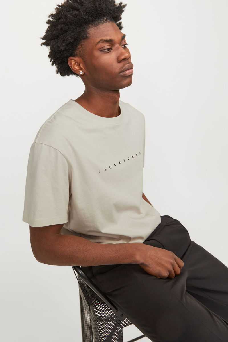 Jack & Jones Erkek Jjestar Bisiklet Yaka Baskılı T-Shirt 12234746 Taş - 2